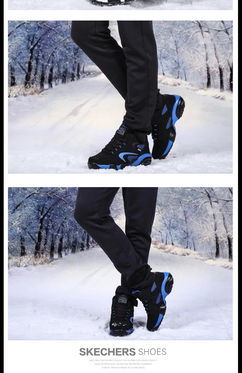 Botas de neve para homem, quentes para o inverno, casal, ténis casuais, moda, couro, desporto ao ar livre, corrida, ténis, homem, antiderrapantes, tamanho grande 48, ténis desportivos