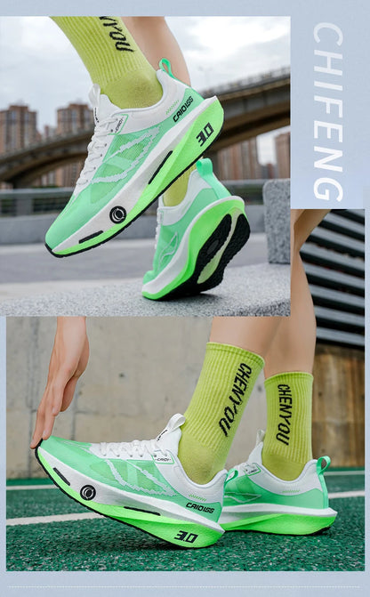 Buty do biegania z karbonową płytką do maratonu, męskie, sportowe, specjalistyczne, oddychające, lekkie, damskie, wygodne sneakersy sportowe outdoorowe