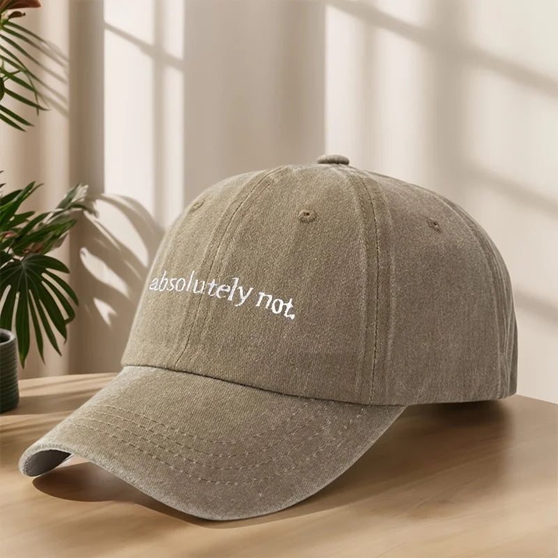 Absolutely Not Embroidery Baseball Cap High Quality Classic Washed Vintage Duckbill Cap Soft Comfortable Sweat-Absorbing Breatha