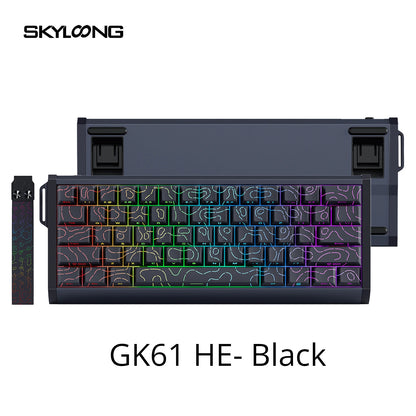 Tastiera magnetica SKYLOONG GK61/GK68 HE con case in alluminio, 8000hz, RT0.01mm, Rapid Trigger, keycap PBT, retroilluminazione RGB, tastiera gaming cablata