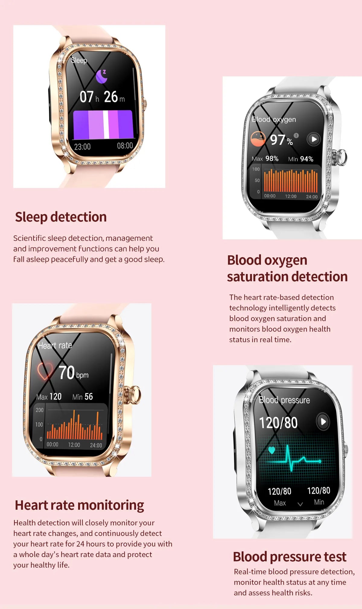 LIGE New Luxury Smart Watch Heart Rate Monitor Fashion Ladies Bracelet 2024 Bluetooth Call Smartwatch Womoen For Android IOS
