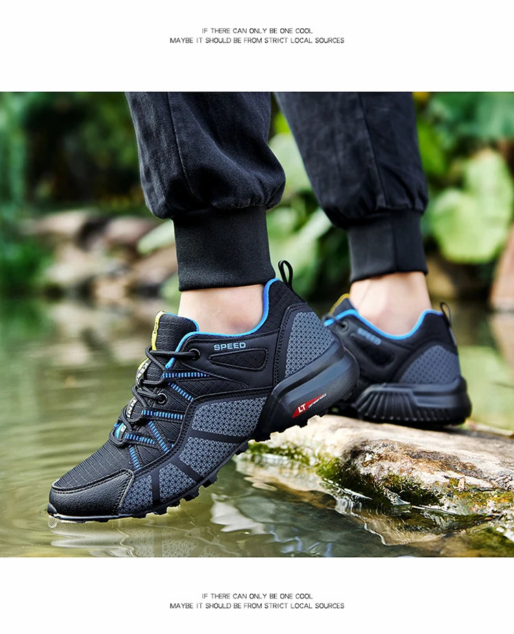 Scarpe da trekking da uomo all-terrain, scarpe sportive outdoor in mesh traspirante, antiscivolo e resistenti all’usura, scarpe da trekking e ciclismo outdoor