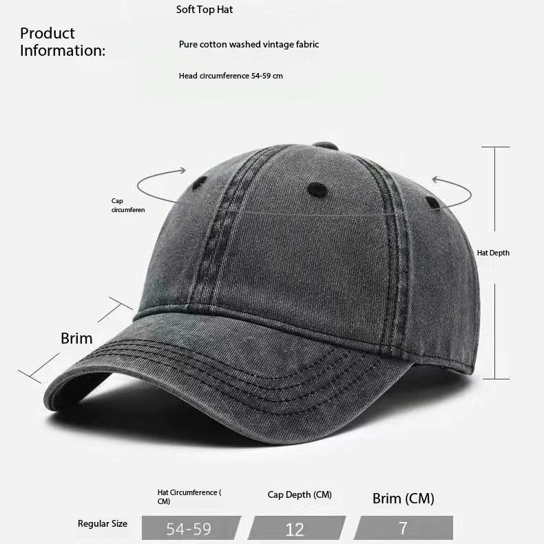 New 2026 high-quality Toyota pure cotton baseball cap with a vintage washed soft-top design, suitable for outdoor cycling and su