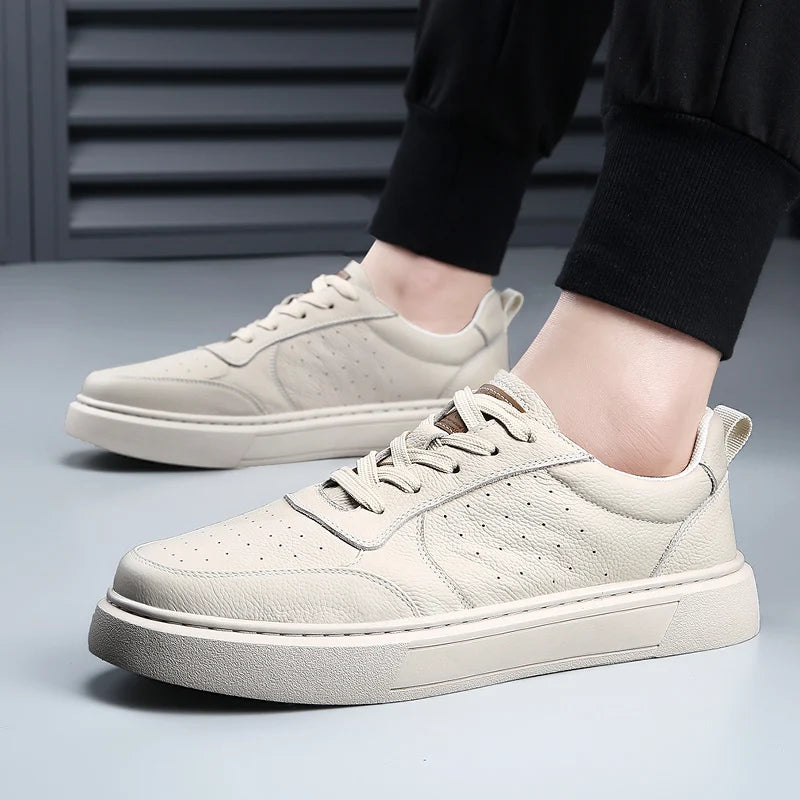 DIMANYU Men's Sneakers Genuine Leather 2026 New Summer Casual Shoes Men Platform Lace-up Simple Fashion Breathable Shoes Men