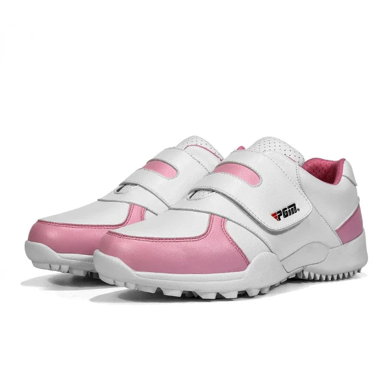 PGM Chaussures de golf pour enfants (filles et garçons) - Baskets d'extérieur antidérapantes en cuir pour enfants - Chaussures de sport XZ054