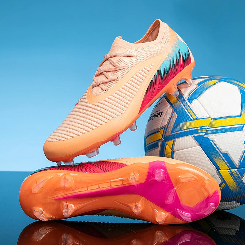 Men Football Boots Shoes FG Soccer Shoes Non-Slip Cleats Ultralight Soccer Match Long Spikes Outdoor Training Drop Shipping