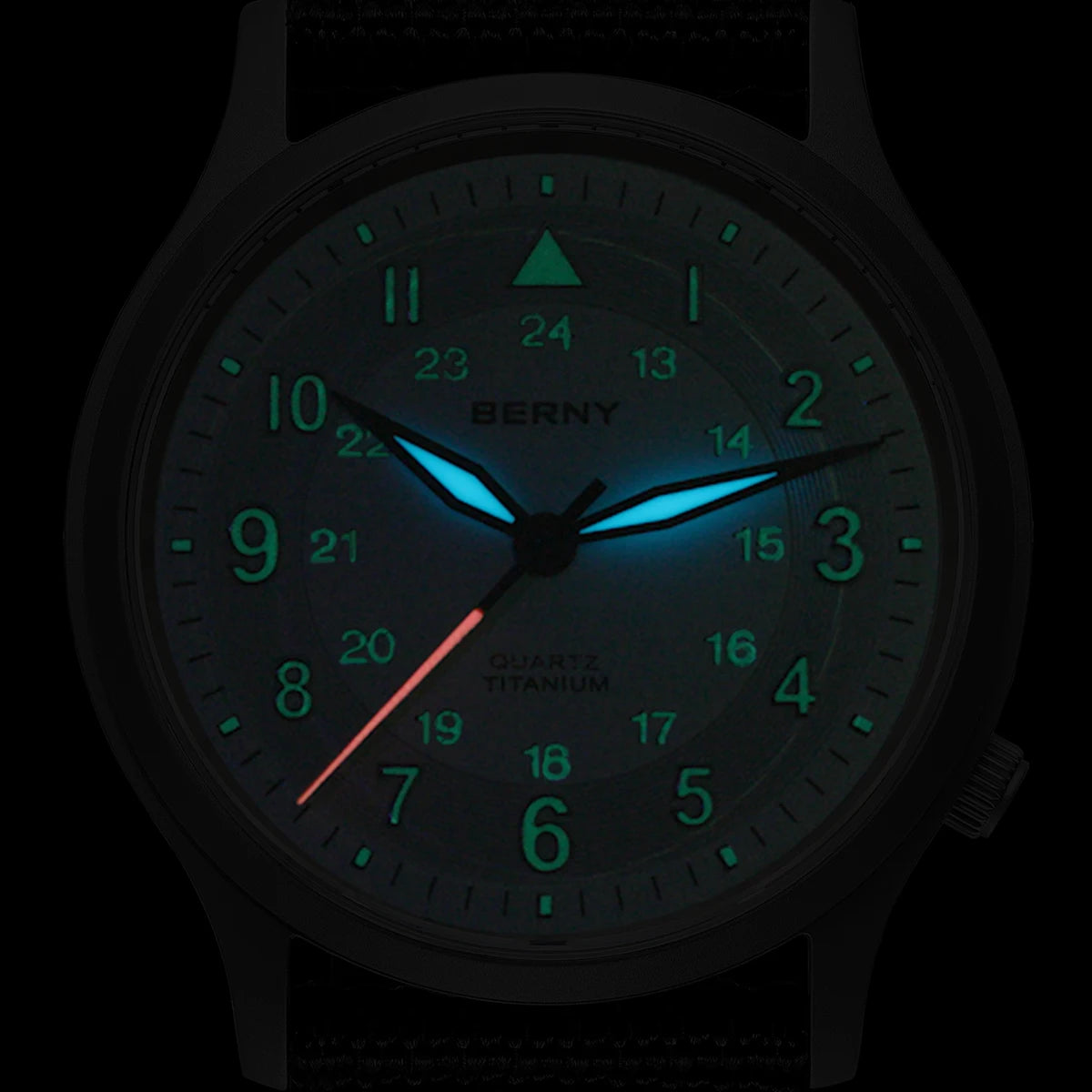 BERNY Titanium Watches for Men Classic Men's Field Watch Easy Read Outdoor Quartz Wristwatch Super Luminous Sapphire 5ATM
