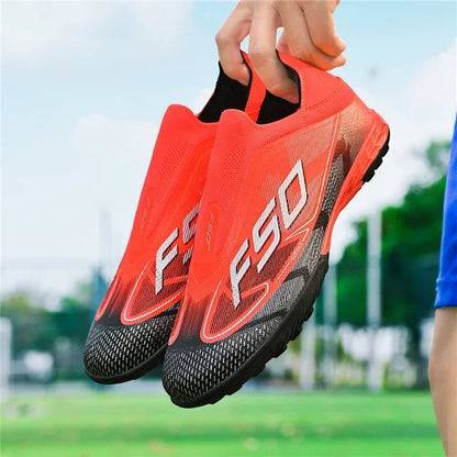 Nouvelles chaussures de football pour hommes, chaussures de futsal antidérapantes pour matchs en extérieur, chaussures de soccer ultralégères, chaussures de sport de haute qualité, chaussures à cheville haute et respira