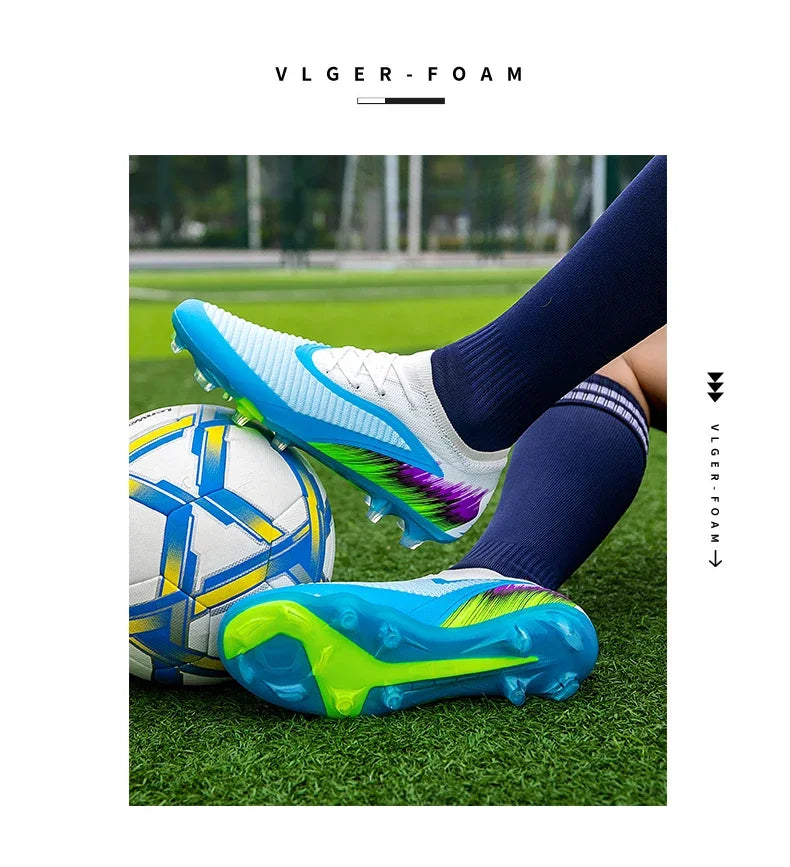 Men Football Boots Shoes FG Soccer Shoes Non-Slip Cleats Ultralight Soccer Match Long Spikes Outdoor Training Drop Shipping
