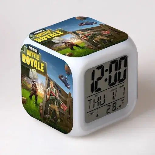 Fortnite-Wecker, niedlich, modisch, im Cartoon-Stil, personalisiert, kreativ, Kawaii, minimalistischer LED-Wecker, Geschenk zum Geburtstag von Freunden