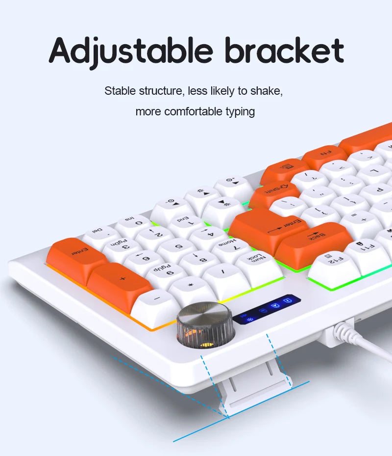 93-Key Minimalist Wired Gaming Keyboard Mixed Color Lighting With Multifunction Knob Mechanical Feeling Keyboard For PC Gamers