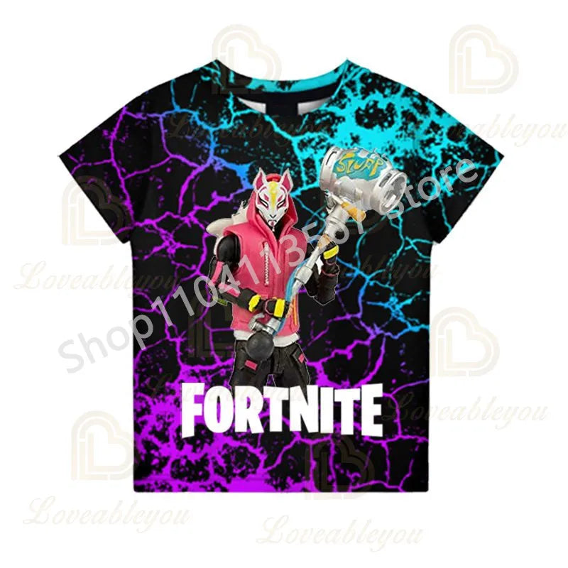 F-Fortnited T-Shirt για νέους: Battle Game – Κοντομάνικα καλοκαιρινά μπλουζάκια για ενήλικες, για εφήβους και έφηβες