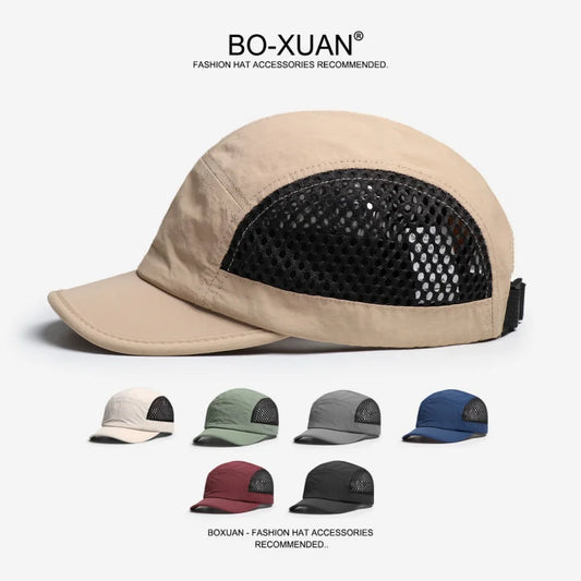 Japanese Style Short Brim Color Block Breathable Mesh  Men Summer Dry Thin Outdoor Sports Korean Version Baseball Cap Trendy