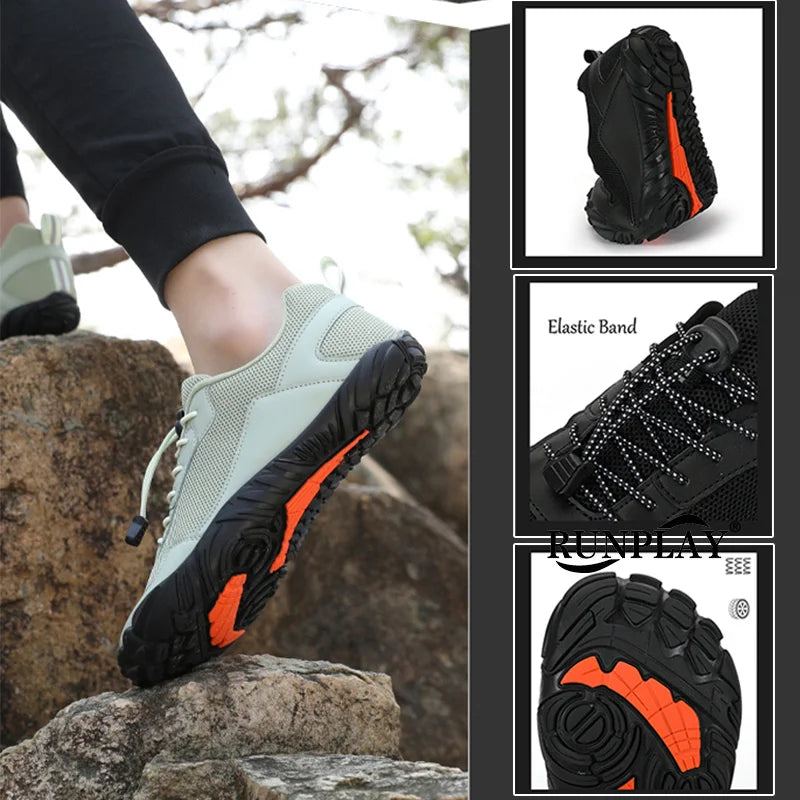 Męskie buty turystyczne typu „barefoot” – oddychające buty sportowe do aktywności na świeżym powietrzu, buty wspinaczkowe, buty trekkingowe, antypoślizgowe, wygodne, męskie buty codzienne do biegania