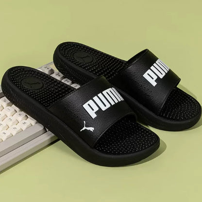 Sandales Puma pour hommes 2026 383062-01, claquettes de douche confortables en EVA noires avec logo blanc, tongs décontractées d'été pour la plage