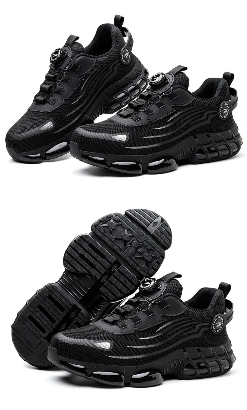 Chaussures de sécurité de travail à bouton rotatif pour hommes, chaussures à bout en acier indestructibles, baskets de travail, bottes de protection, taille 47 48