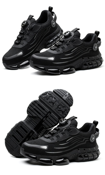 Chaussures de sécurité de travail à bouton rotatif pour hommes, chaussures à bout en acier indestructibles, baskets de travail, bottes de protection, taille 47 48