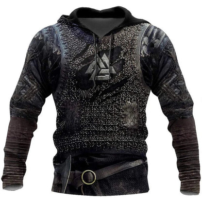 2024 Mens Hoodies Eagle Tattoo Pattern Vikings 3D Printed Fashion Casual Harajuku Hip Hop Autumn And Winter Oversized Sudaderas