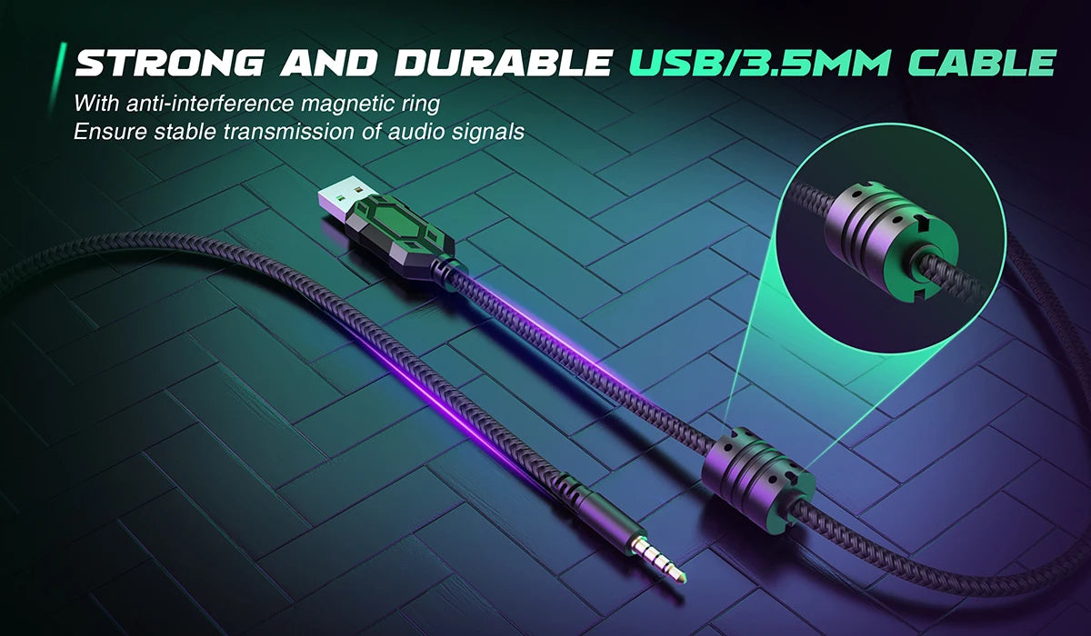 FIFINE Headset, 3.5 mm jack & USB Headphone with 7.1 Surround Sound/volume control/Mute switch for PC/MAC/PS4/PS5 Mixer-H9