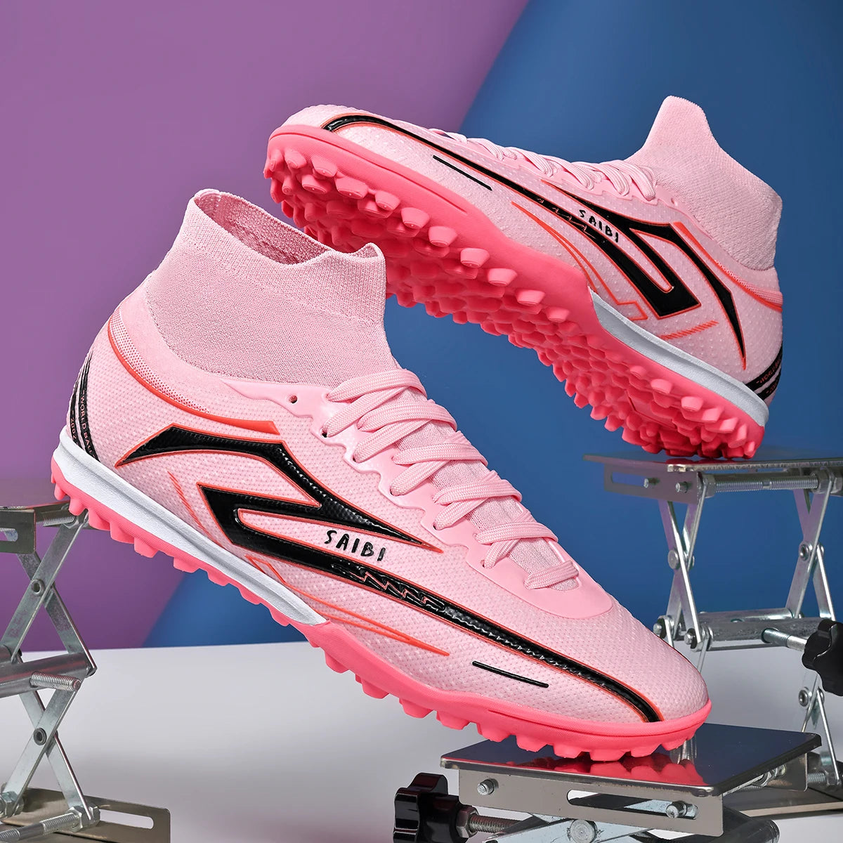 Botas de fútbol Outdoor TF Turf: parte superior de tejido PU cómodo, suela de goma de alto agarre, calidad fiable. Zapatillas deportivas para niños y adolescentes.