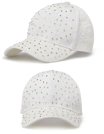 CNTANG Summer Women Rhinestone Baseball Cap Flower Embroidery Hats Female Snapback Fashion Designer Sun Hat Hip Hop Y2k Caps