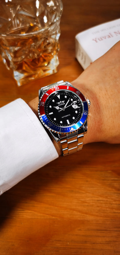 Montre mécanique classique pour homme – Marque de luxe, style professionnel, mouvement automatique, lunette rotative, cadran luminescent, bracelet en acier