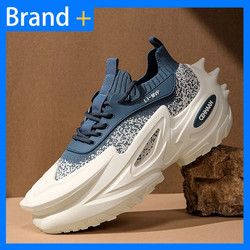 Męskie buty sportowe z elastyczną, grubą podeszwą, antypoślizgowe buty do ćwiczeń na świeżym powietrzu, uniwersalne buty do codziennego noszenia, modne buty uliczne, buty do spacerów