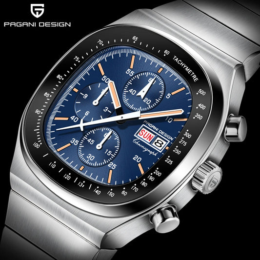 PAGANI DESIGN New PD1819 Men‘s Quartz Watches 40mm Sapphire Stainless Steel Waterproof Luminous C3 Chronograph reloj hombre