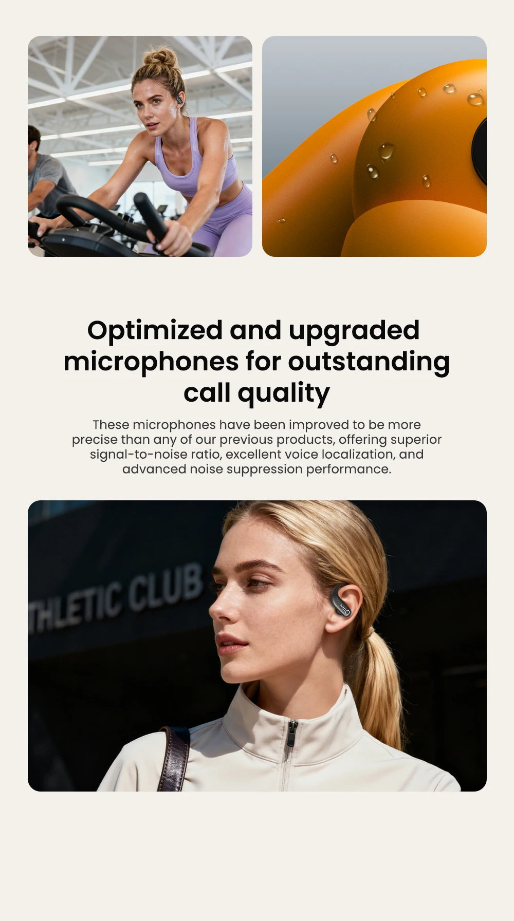HTC NE61 Bluetooth Earphones – Premium Wireless Noise Reduction Sports Earbuds with AI Translator, Heart Rate Monitor & HD Bass
