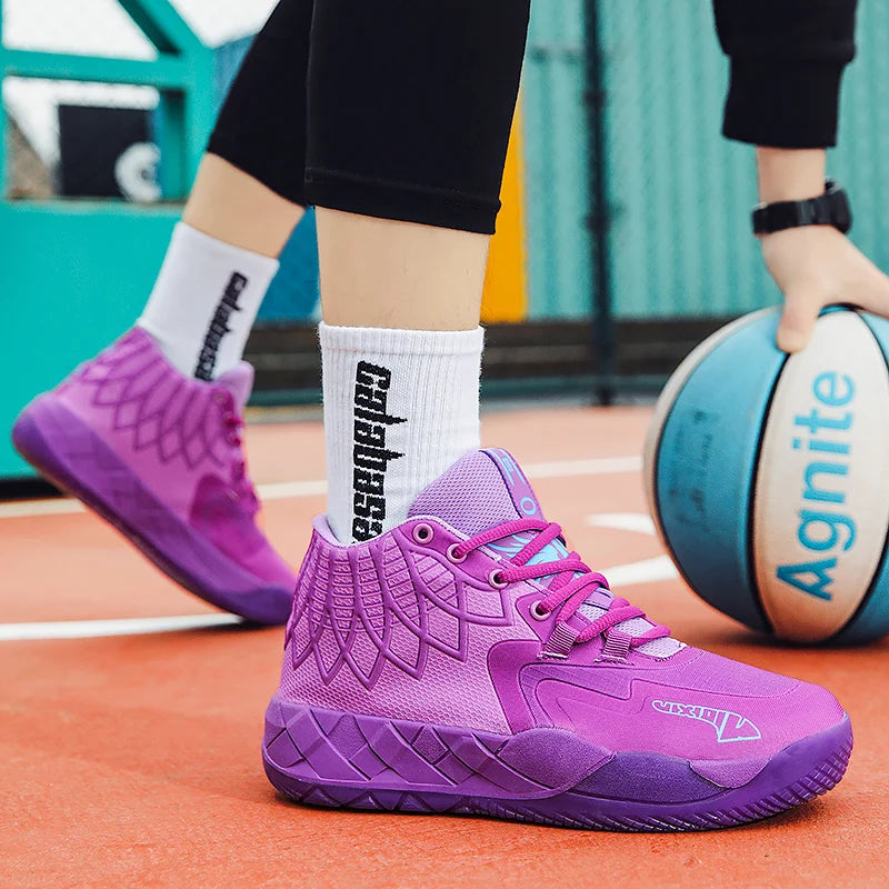 Mládežnické basketbalové boty pro skutečný boj, outdoorové, pohodlné, s odpružením, odolné proti opotřebení, módní, prodyšné