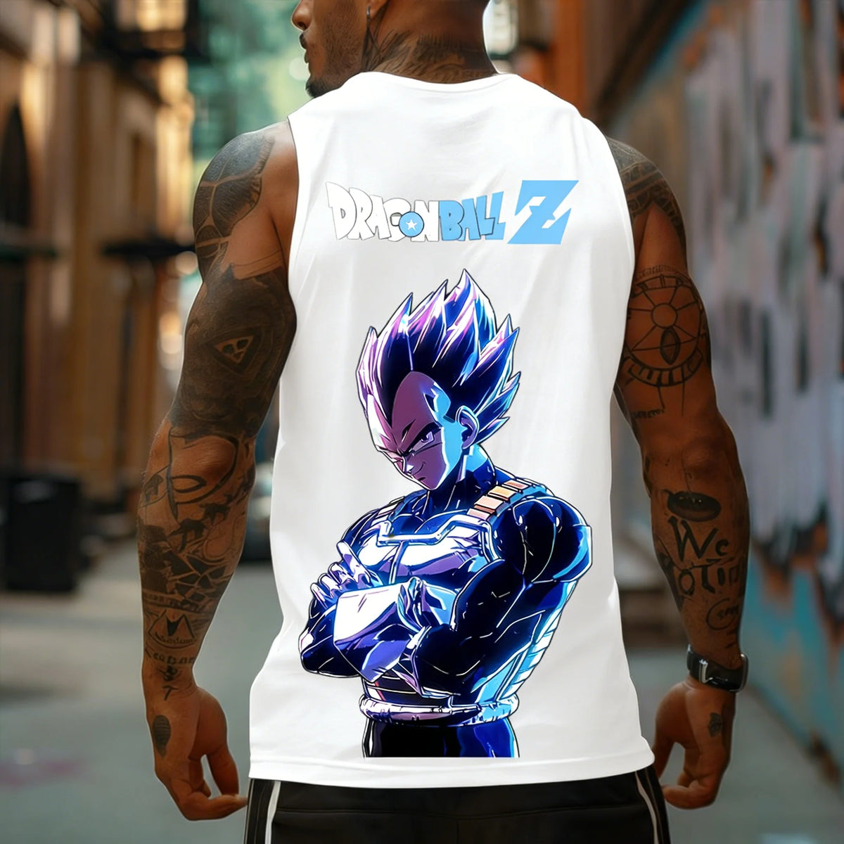 Dragon Ball Z Super Blue Vegeta American Retro Fitness Prsluk Y2K Harajuku stil za proljeće i ljeto Nova muška majica za svakodnevno nošenje