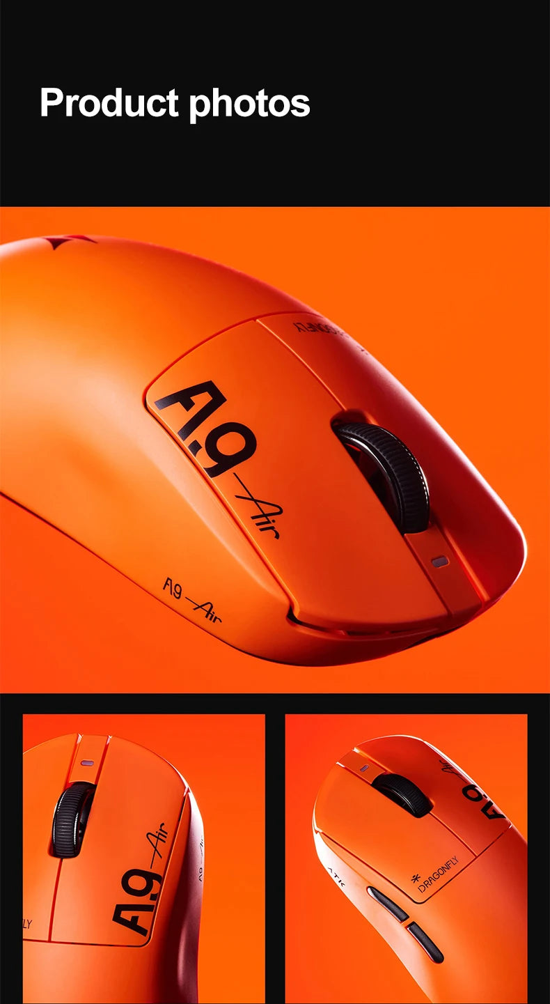 ATK Dragonfly A9 Ultimate trådløs gamingmus A9 Air PAW3950 ultralet ergonomisk e-sportsmus til gamere FPS CSGO A9 Ultra