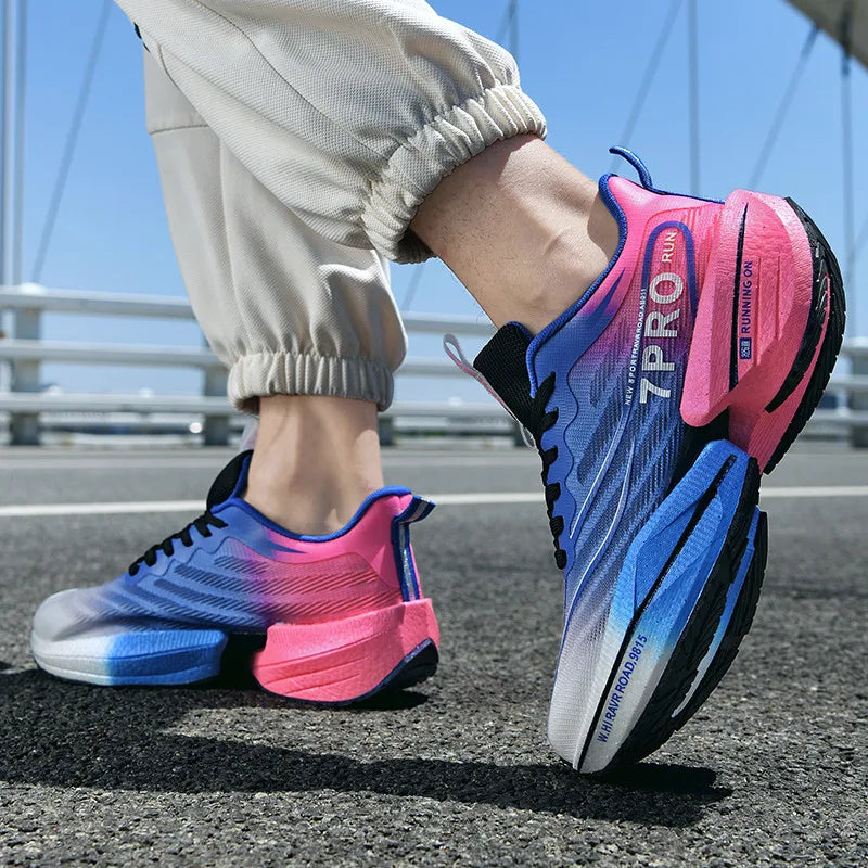 Sneakers da uomo con soletta in carbonio, scarpe sportive da esterno con suola morbida in rete, scarpe da corsa leggere, antiscivolo, casual, da coppia, da tennis
