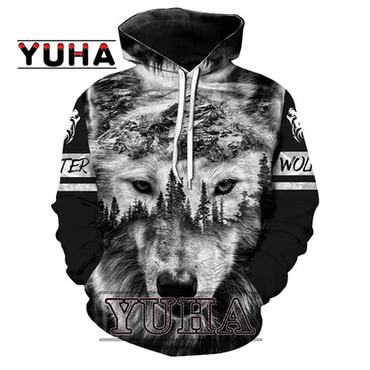 Wolf-Print-Hoodies für Herren, 3D-Hoodies, Marken-Sweatshirts, Jacken, hochwertiger Pullover, modische Trainingsanzüge, Animal-Streetwear für draußen