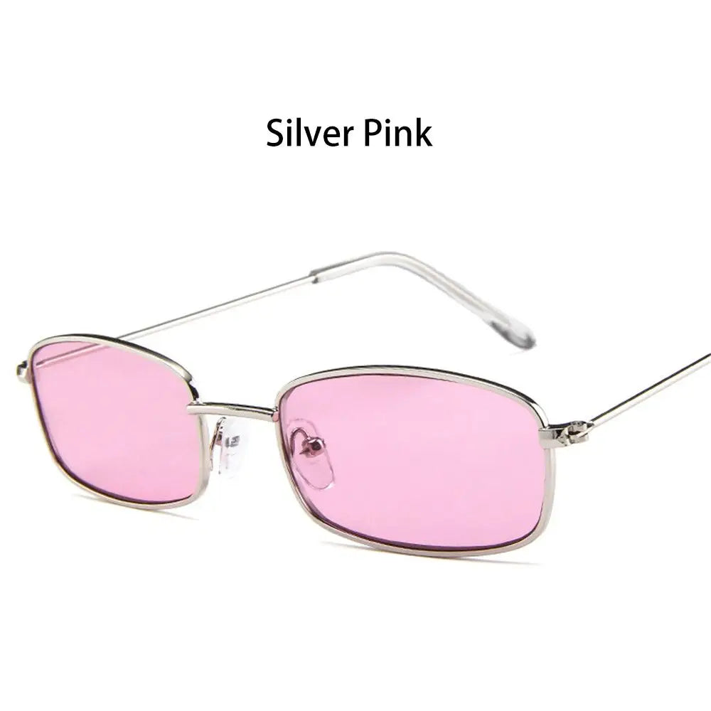 Small Rectangle Sunglasses Women Metal Square Vintage Sun Glasses Brand Designer Men Retro 90s Trendy Gradient Eyewear Shades