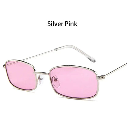 Small Rectangle Sunglasses Women Metal Square Vintage Sun Glasses Brand Designer Men Retro 90s Trendy Gradient Eyewear Shades