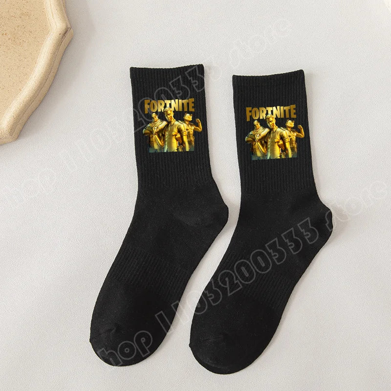 Fortnite Socks Cartoon Game Character Long Socks for Kids and Students in Spring and Autumn Solid Color Cotton Socks Birthday Gifts