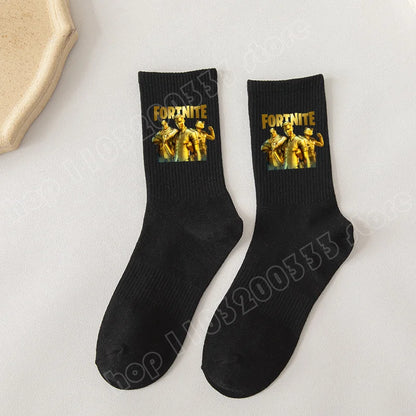 Fortnite Socks Cartoon Game Character Long Socks for Kids and Students in Spring and Autumn Solid Color Cotton Socks Birthday Gifts