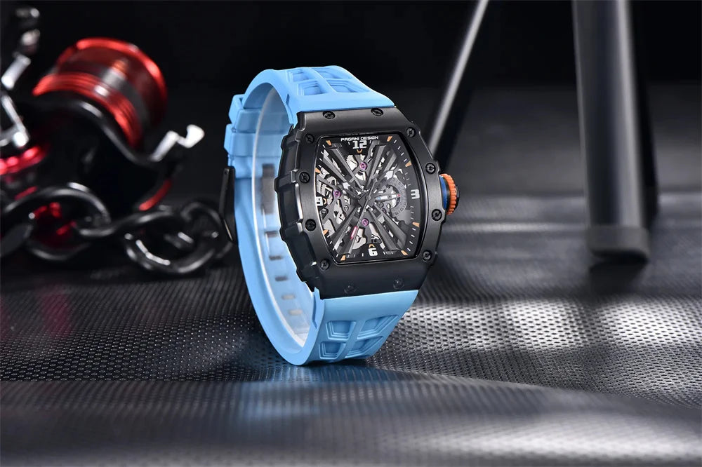 PAGANI DESIGN 42 MM Herren-Skelett-Quarzuhr Japan VH65 Saphirglas Edelstahl 50M wasserdicht Armbanduhren PD1738 Neu
