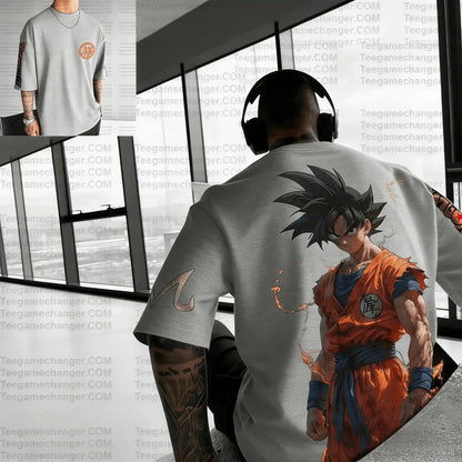 Letní tričko s motivem Dragon Ball – poškozený Goku, vintage anime, pánské, z čisté bavlny, ležérní, volný střih, sportovní, na každodenní nošení