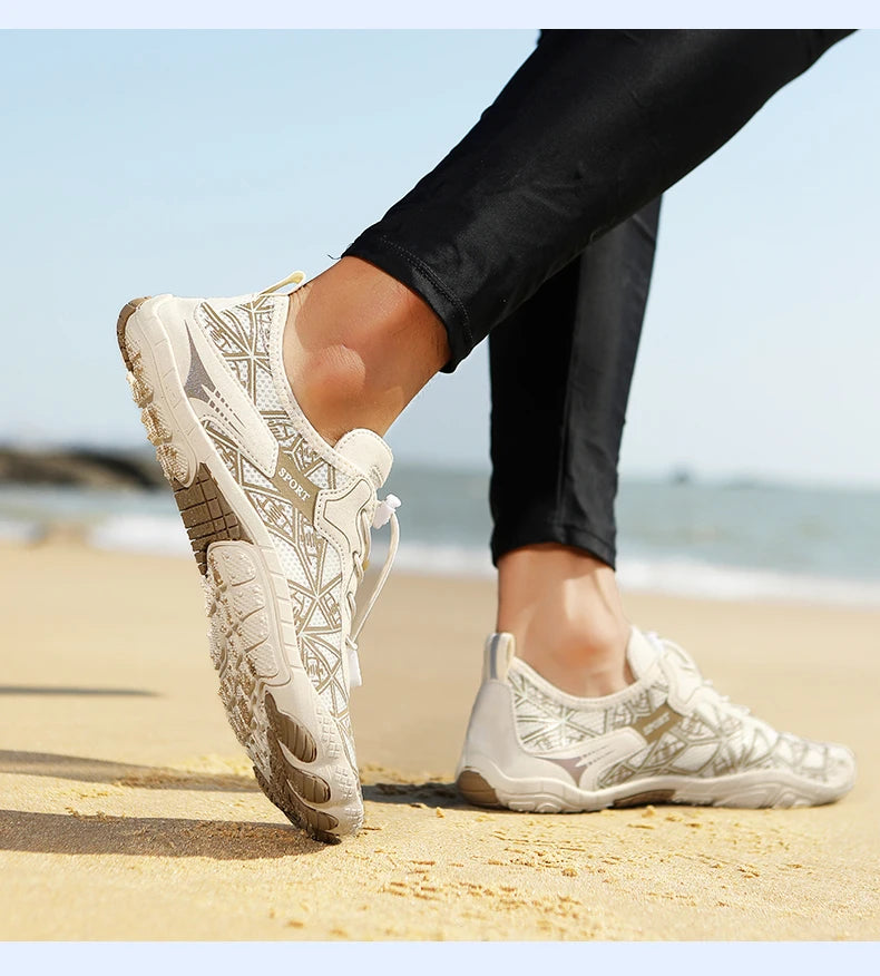 Sapatos para caminhar na água sem sapatos - Homem e Mulher - Sapatos de praia em malha de secagem rápida - Sapatos antiderrapantes para atividades ao ar livre - Sapatos unissexo para desportos aquáticos