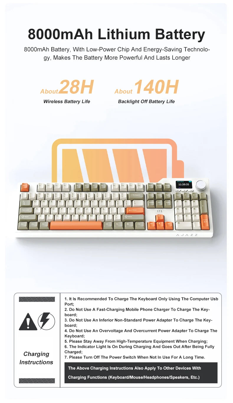 Ajazz AK35I V3/V4 MAX Tri-mode Wired Bluetooth Wireless Gaming Keyboard Gasket Full Key Hot Swap 104 Keys Customized Keyboard