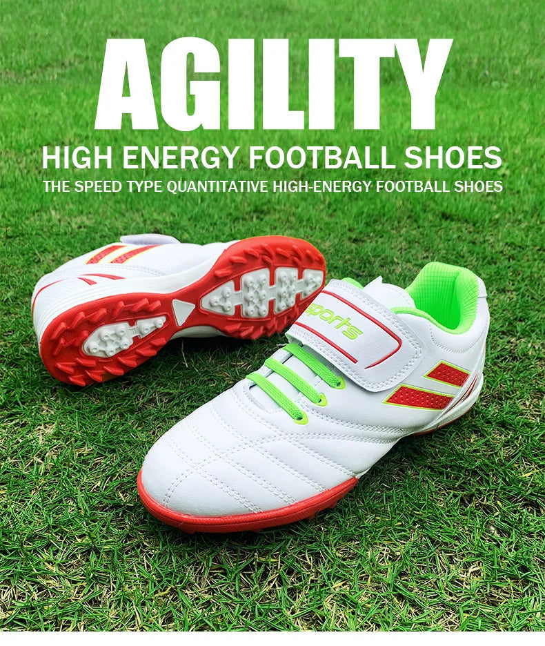 Zapatillas de fútbol para niños y niñas Tf, con cierre de velcro, sin tacos, para lacrosse, para principiantes, para críquet y para béisbol