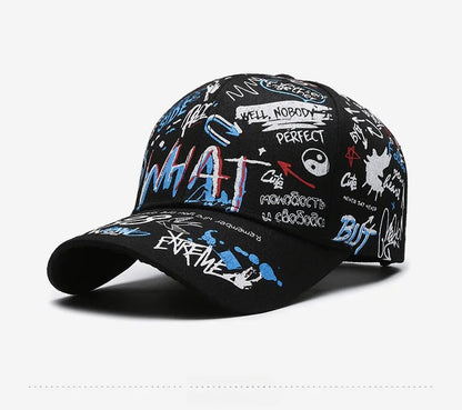 Șapcă de baseball unisex din bumbac cu imprimeu graffiti, pentru femei și bărbați, snapback trendy stil hip-hop, pentru exterior