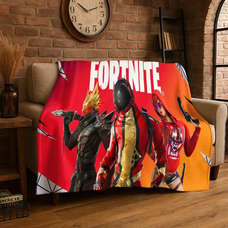 Manta de flanela Cartoon F-Fortnite Game Gamer, suave e quente, para quarto, sala de estar, cama, viagem, campismo, piquenique e oferta