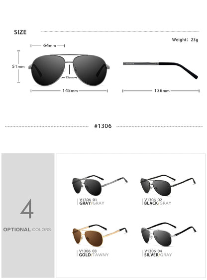 VEITHDIA Men's Polarized UV400 Sunglasses Vintage Designer Goggle Classic Fashion Outdoor Driving Sun Glasses For Male VT1306