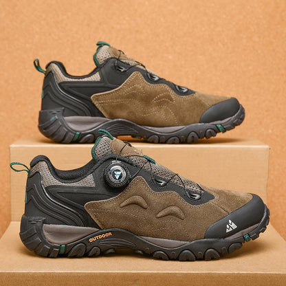HIKEUP: Zapatos de piel para hombre, zapatillas de senderismo para actividades al aire libre, zapatillas de trekking para turismo, zapatillas de trail running para escalada y montaña, tensor