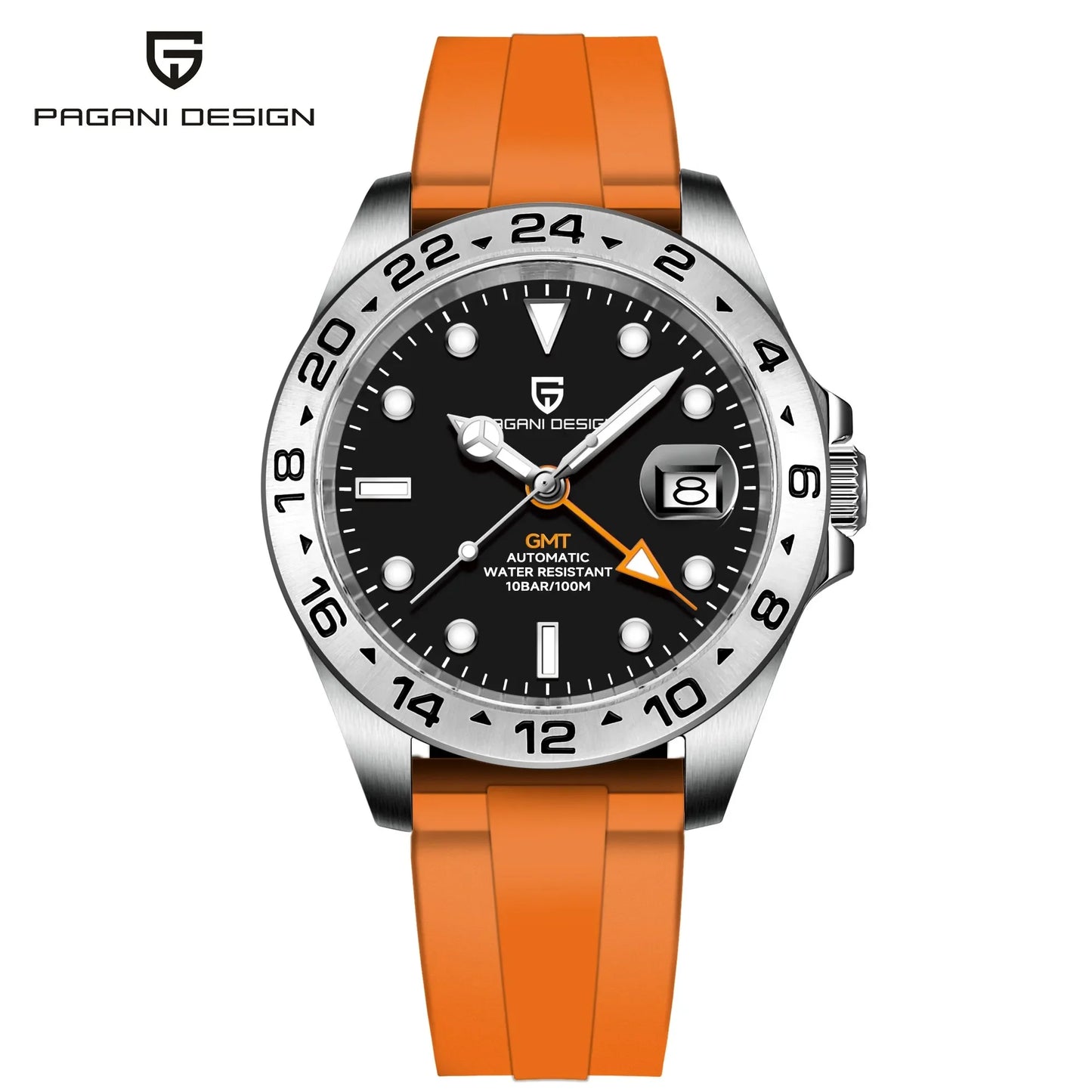 PAGANI DESIGN GMT Watch Automatic Mechanical Watch Stainless Steel Luxury Sapphire 100m Waterproof Clock Reloj Hombre PD1682