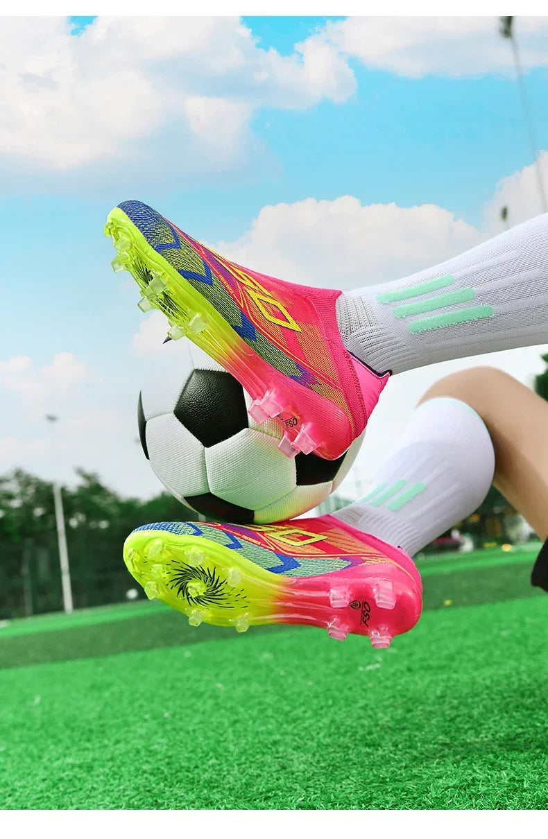 Nouvelles chaussures de football pour hommes, crampons pour terrain en herbe, de haute qualité, antidérapantes, légères, mi-hautes, pour les matchs en extérieur, chaussures de sport, très vendues pour l'entraînement.