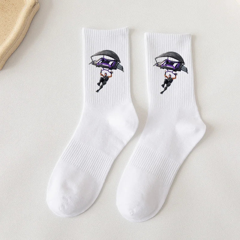 Fortnite Socks Cartoon Game Character Long Socks for Kids and Students in Spring and Autumn Solid Color Cotton Socks Birthday Gifts